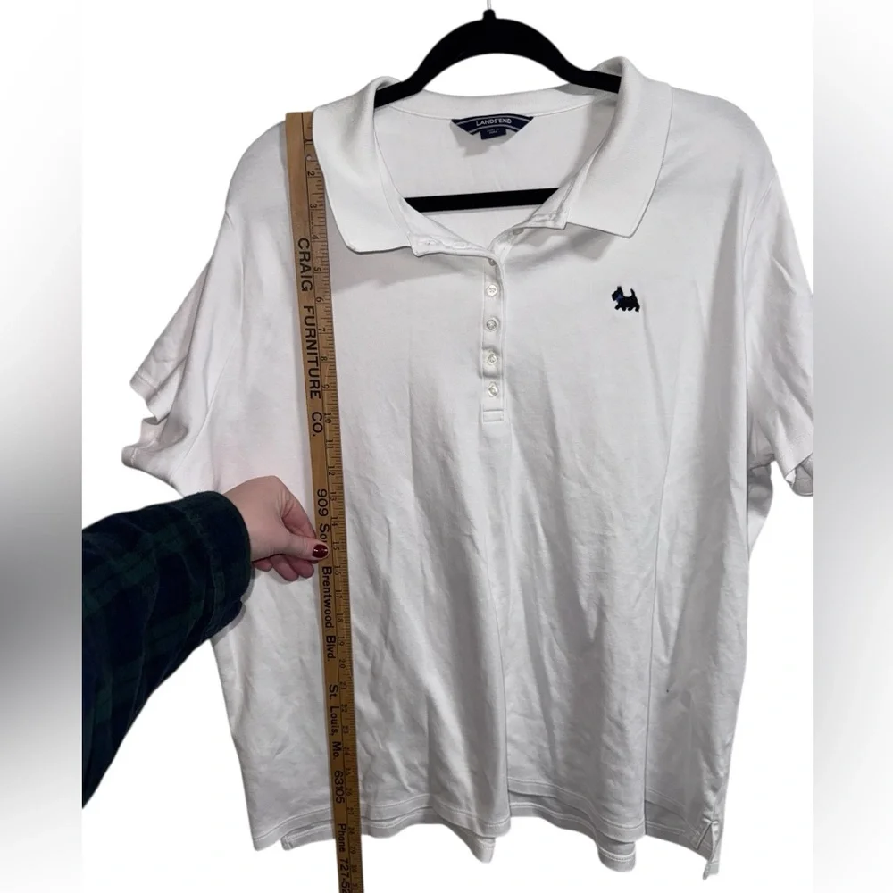 Lands’ End Pima Cotton White Polo Shirt Women’s Plus 3X Scottie Dog Logo - Picture 6 of 9